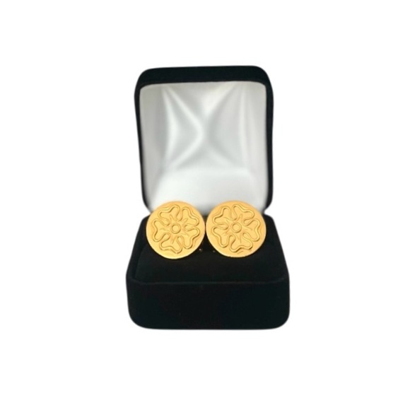 Gold Cuff Links in Black Velvet Box | Men’s Luxury Holiday Gift | OS - Picture 1 of 8